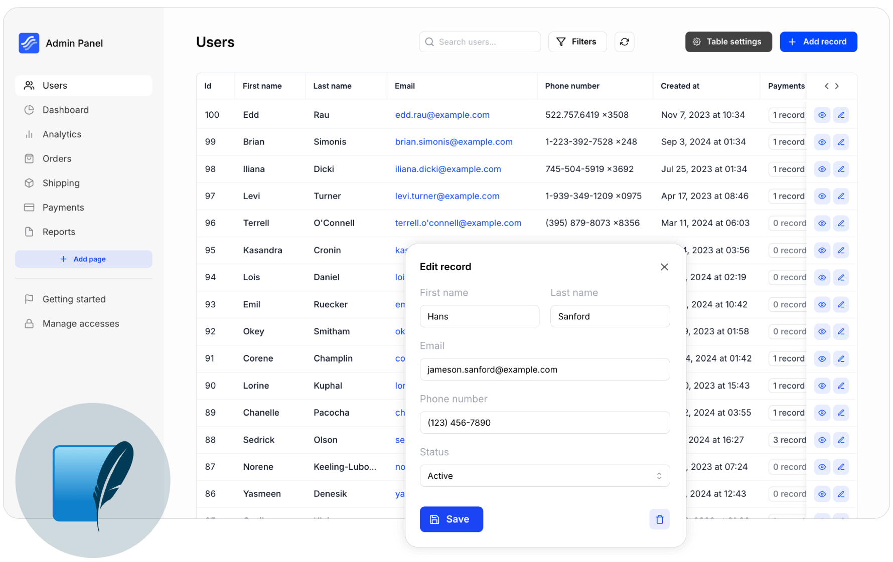 SQLite admin panel for your app