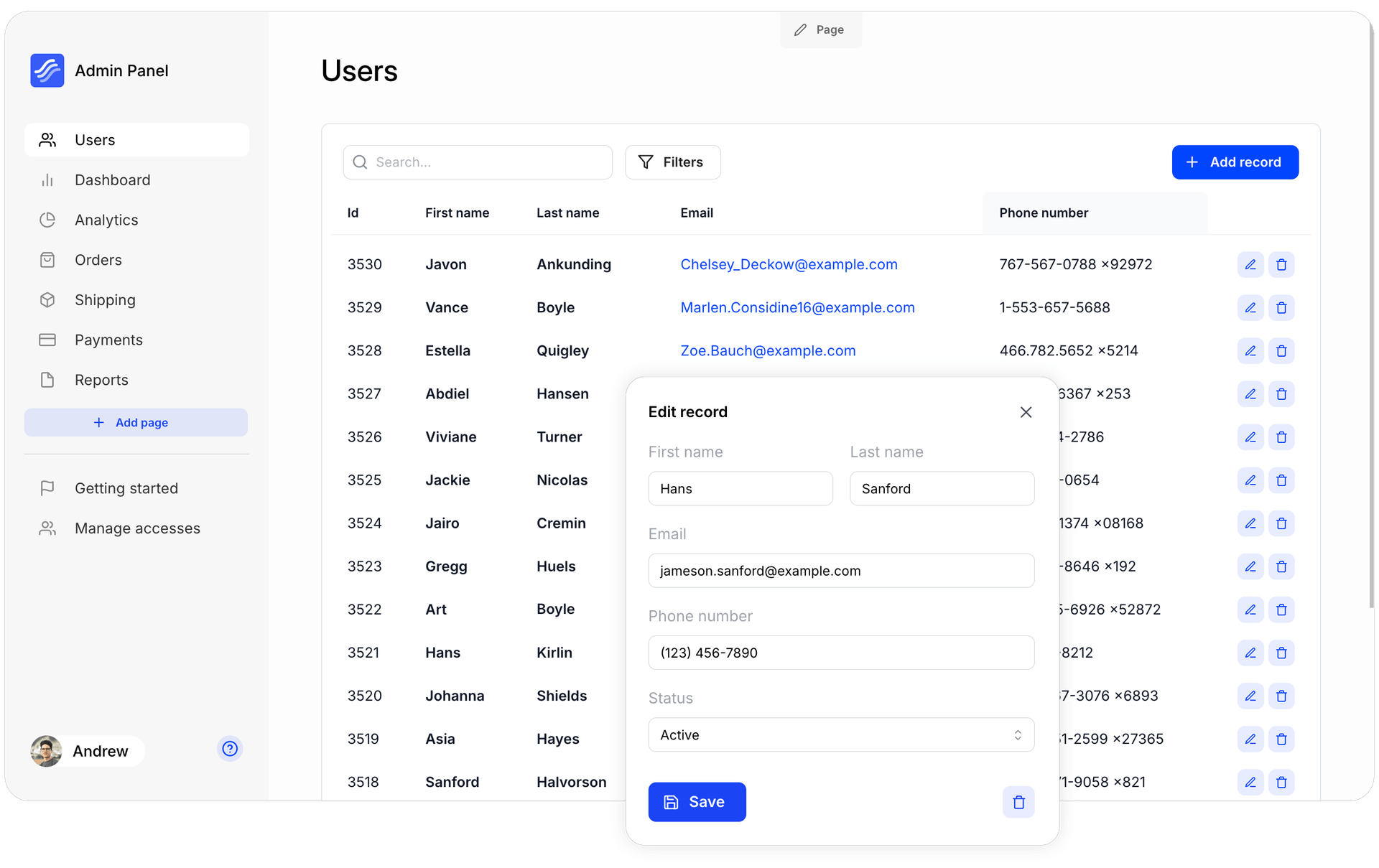 Instant Node.js admin panel for your app