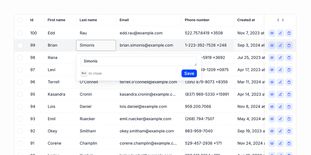 Edit Database Records Directly in the Table