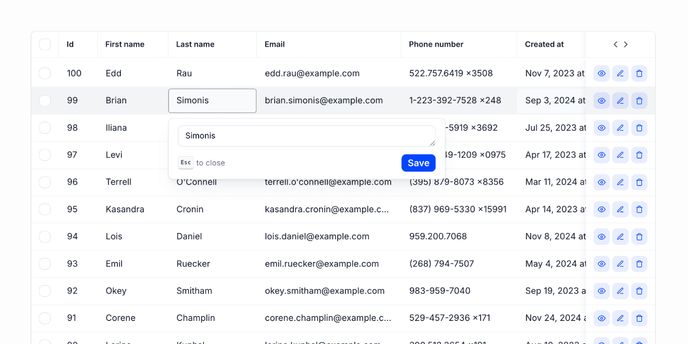 Edit Database Records Directly in the Table
