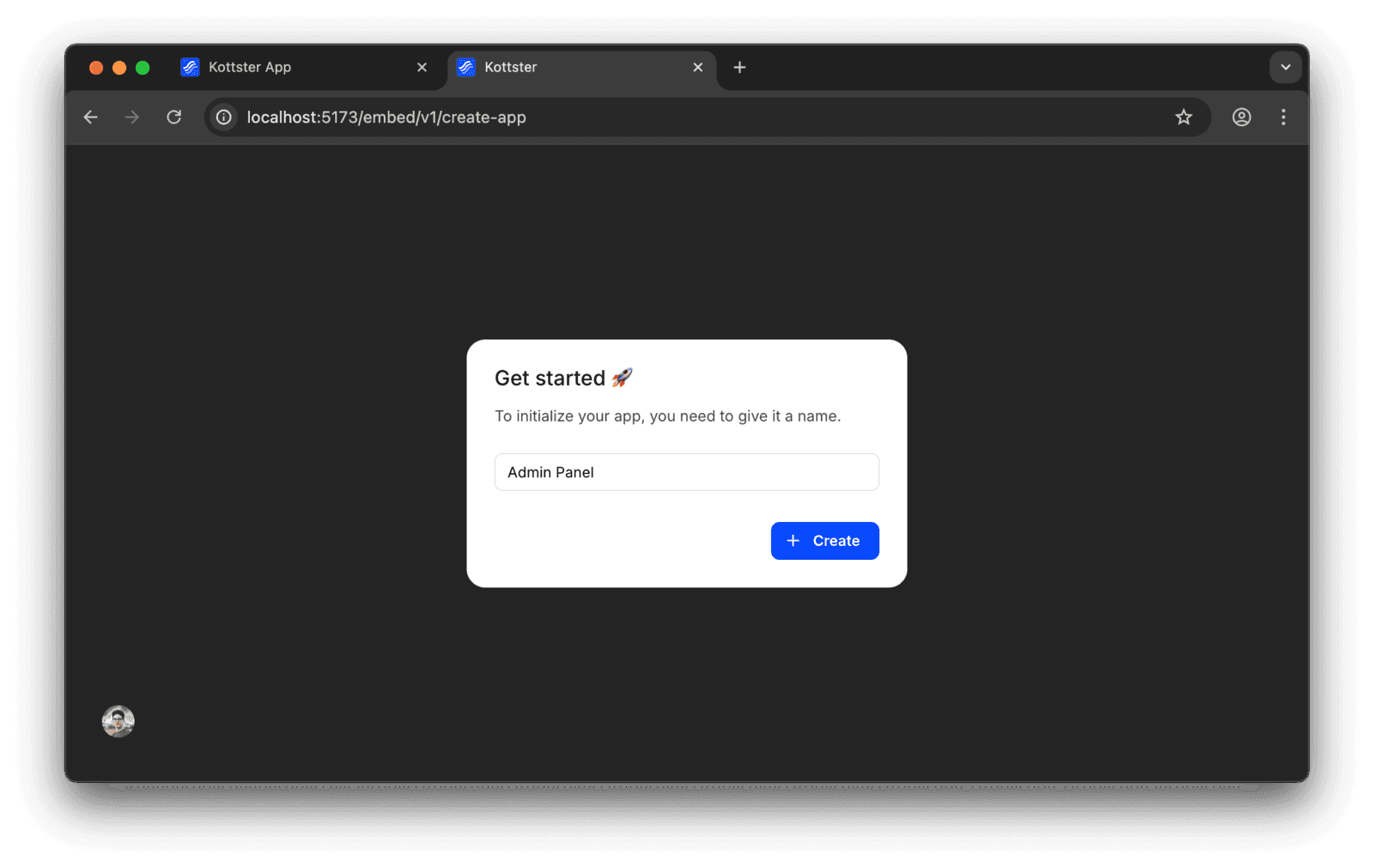 Initializing a generated project with admin panel.
