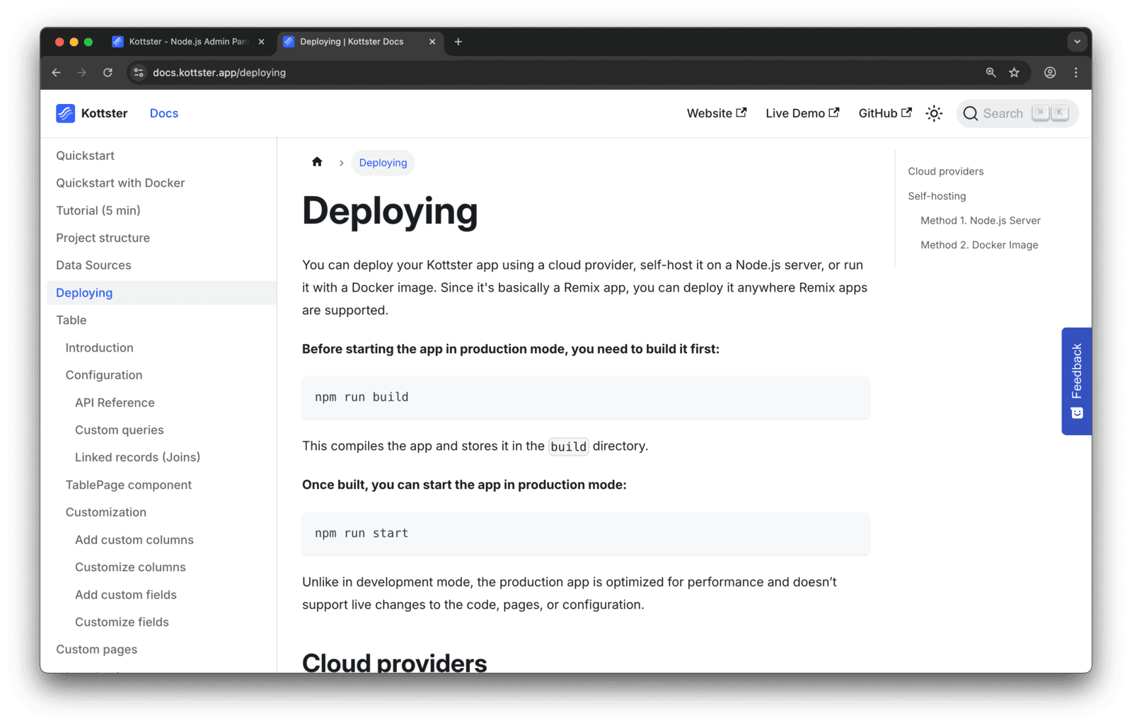 Kottster vs. AdminJS: Deployment Comparison