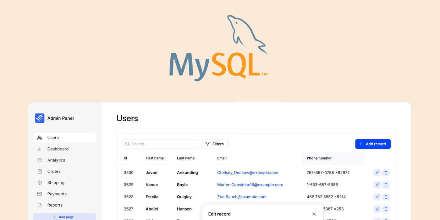 MySQL Admin Panel for Your App
