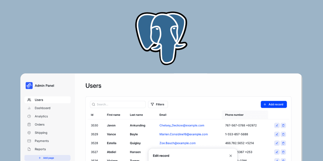 PostgreSQL Admin Panel for Your App